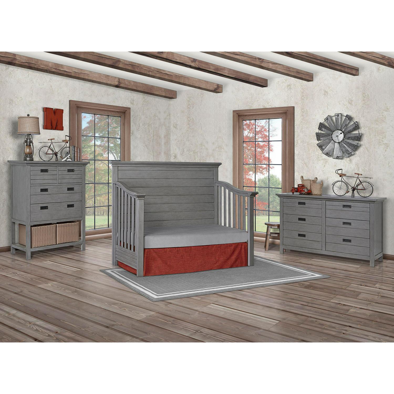 evolur Waverly 5-in-1 Full Panel Convertible Crib, Rustic Grey - Image 19