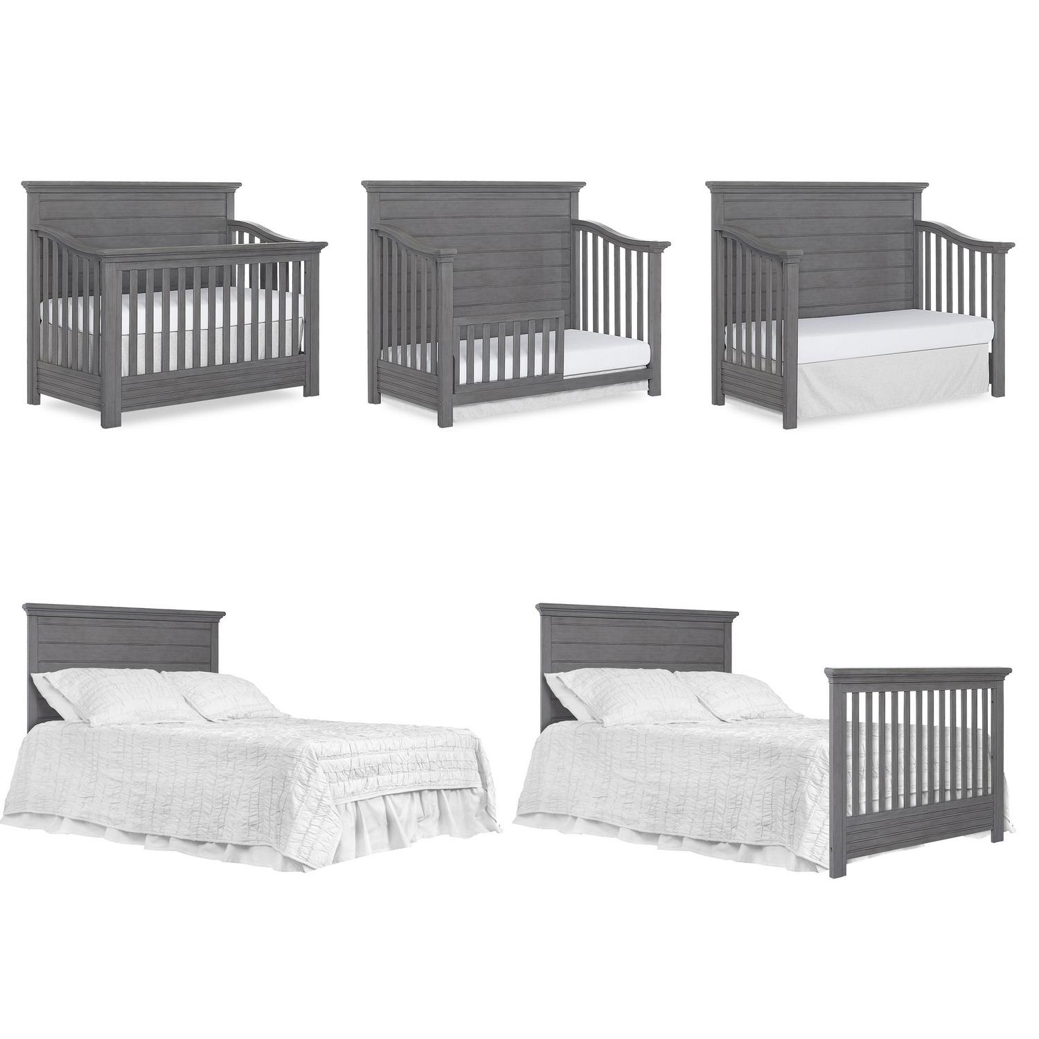 evolur Waverly 5-in-1 Full Panel Convertible Crib, Rustic Grey - Image 9