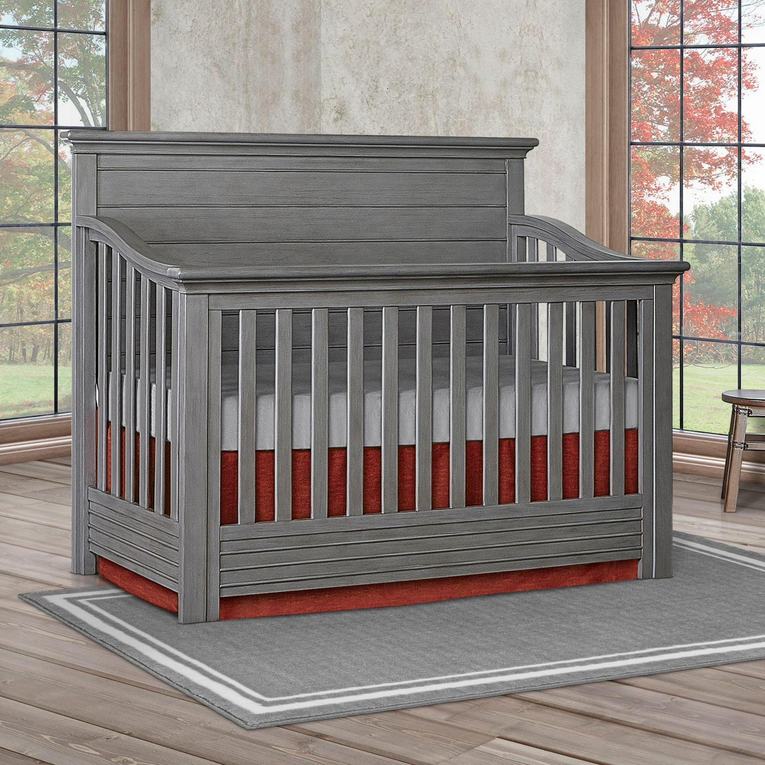 evolur Waverly 5-in-1 Full Panel Convertible Crib, Rustic Grey - Image 8