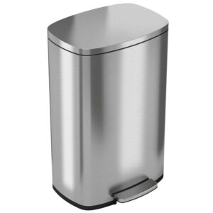 iTouchless SoftStep Stainless Steel Indoor Step Trash Can with Lid 13.2 Gallon Silver (PC13RSS)