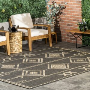 nuLOOM Aria Tribal Transitional Indoor/Outdoor Area Rug, 9' 6" x 12', Charcoal