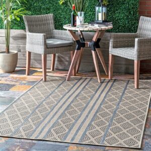 nuLOOM Rayna Banded Trellis Indoor/Outdoor Area Rug, Light Gray, 6'7"x9'