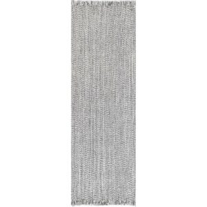 nuLOOM Courtney Braided Indoor/Outdoor Runner Rug, 2' 6" x 8', Salt and Pepper