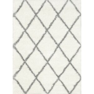nuLOOM Diamond Soft & Plush Shag Area Rug, 6' 7" x 9', Gray