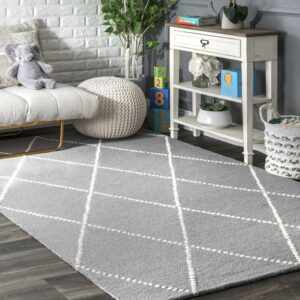nuLOOM Dotted Diamond Trellis Wool Area Rug, 7' 6" x 9' 6", Light Gray
