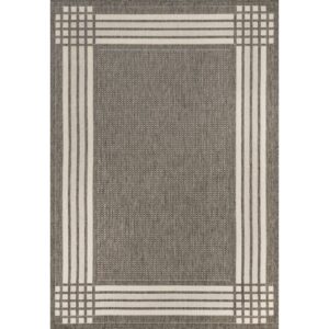 nuLOOM Gigi Striped Border Indoor/Outdoor Gray 8' x 10' Modern Area Rug