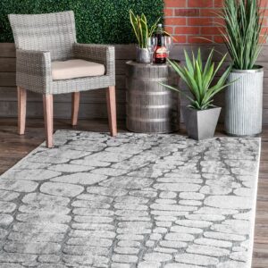 nuLOOM Jaycee Textured Stone Indoor/Outdoor Area Rug, 5' x 8', Gray
