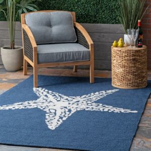 nuLOOM Hand Hooked Marine Indoor/ Outdoor Area Rug, 5' x 8', Marine Navy