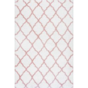 nuLOOM Nelda Trellis Shag Area Rug, 6' 7" x 9', Baby Pink