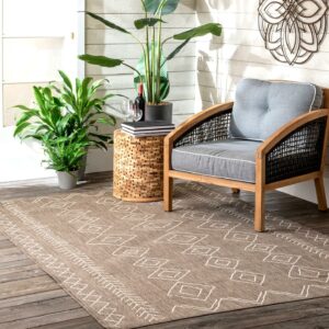 nuLOOM Moroccan Diamond Outdoor Area Rug, Light Brown, 6'3"x9'