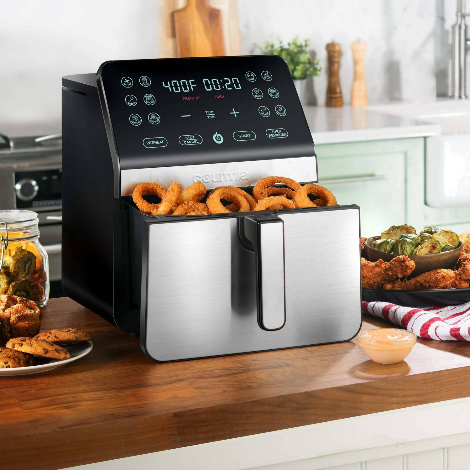 8-Quart Digital Air Fryer, with 12 One-Touch Functions & Guided Cooking - Stainless Steel - Image 2