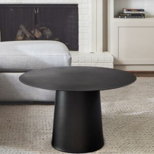 AloaDecor Mid Century Modern Metal Single Round Coffee Table 24" - Black