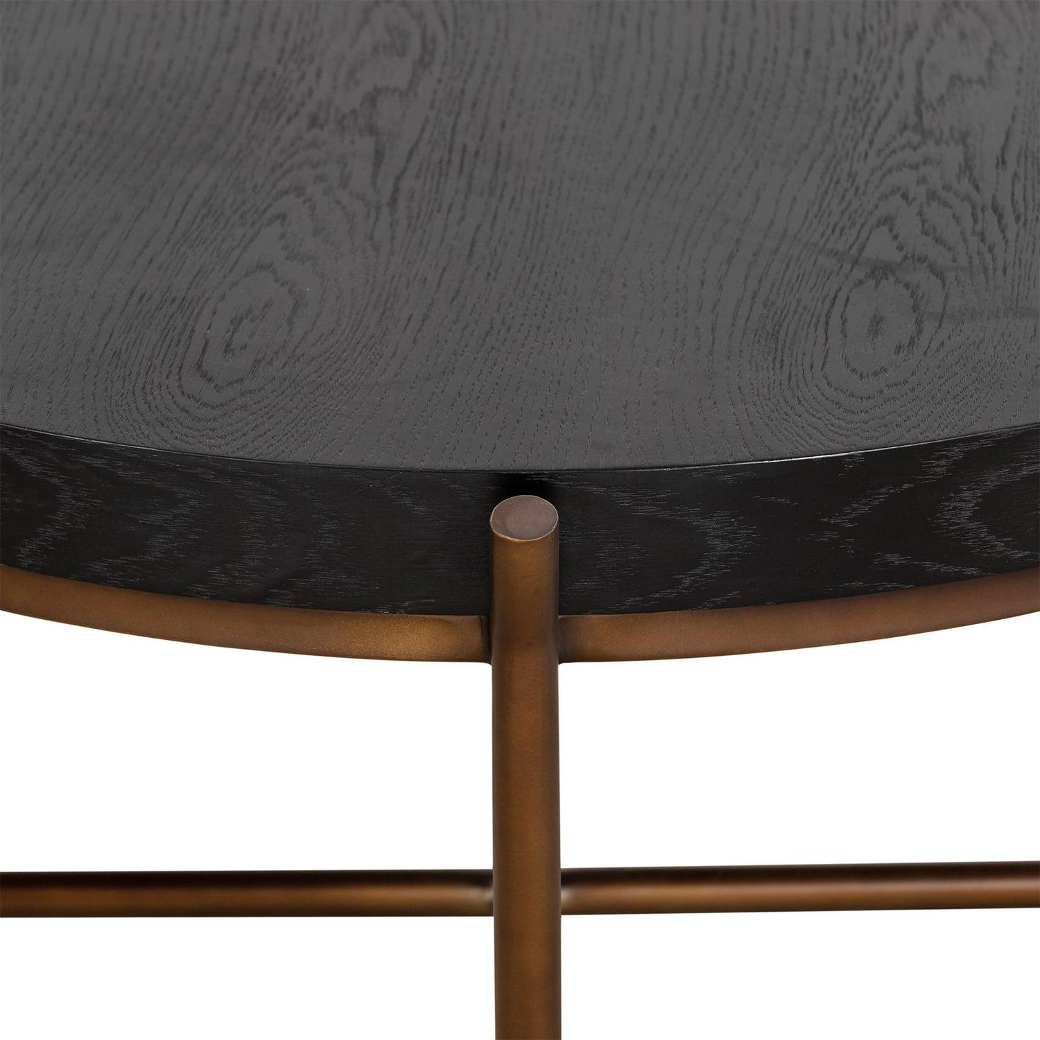 Sylvie Brushed Oak and Metal Round Coffee Table - Image 4