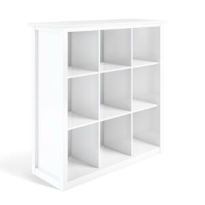 Simpli Home Artisan SOLID WOOD 45 inch x 43 inch Transitional 9 Cube Bookcase and Storage Unit in White