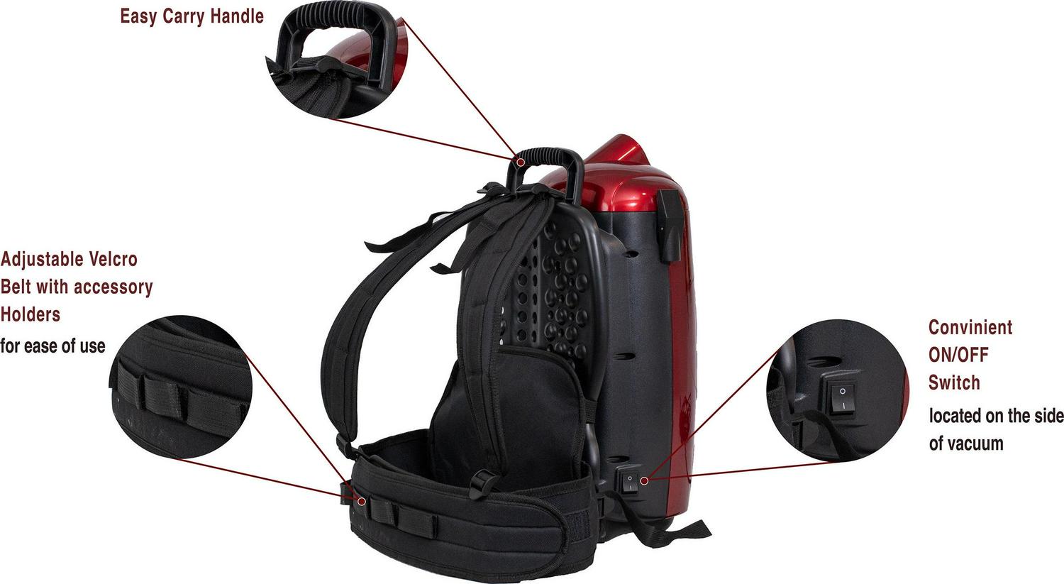Atrix Jet Red HEPA Backpack Vacuum - Image 3