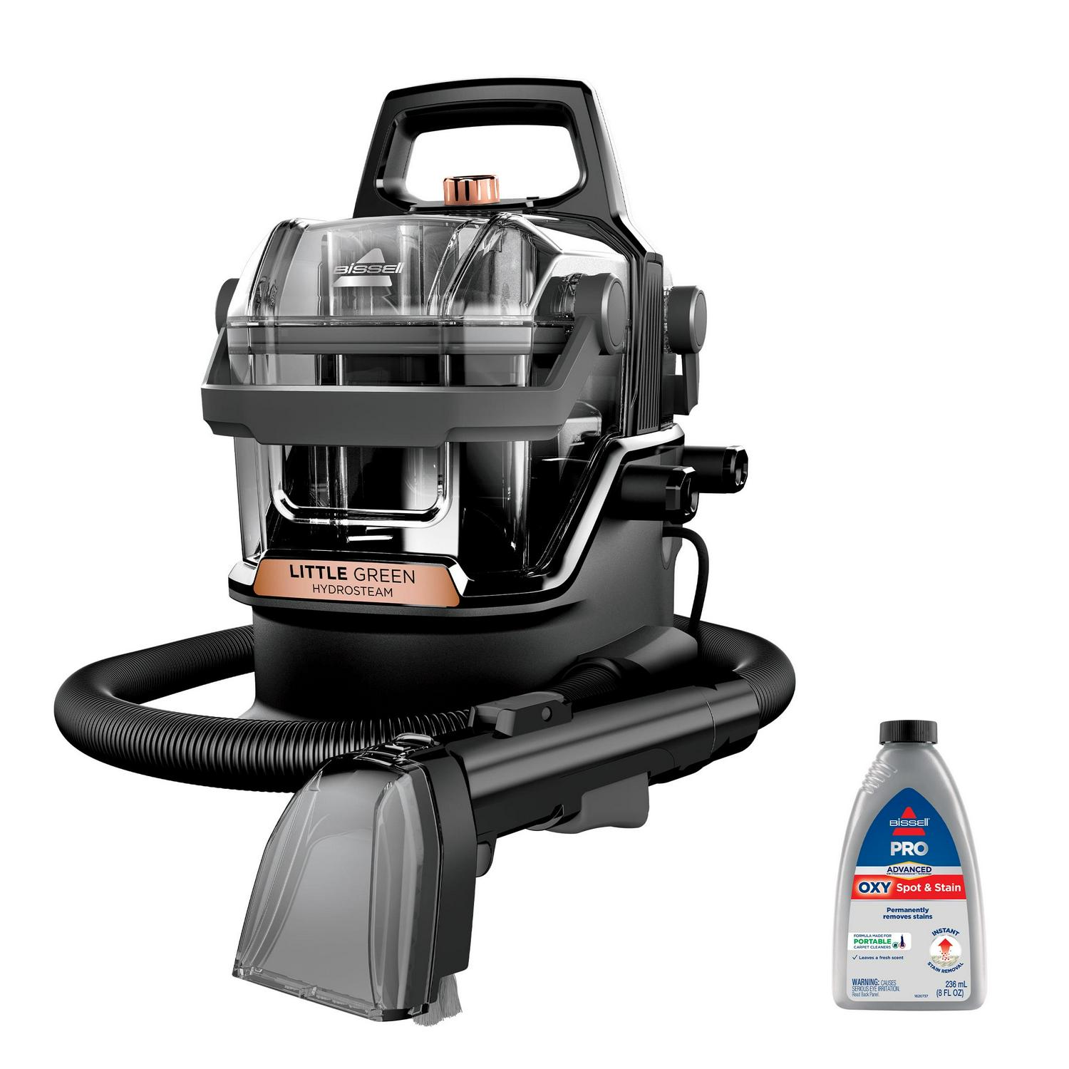 BISSELL Little Green HydroSteam Portable Deep Cleaner, for Carpet , Upholstery, Auto, and Stairs, HydroSteam Technology, 3 Cleaning Modes, Fast Drying, 3532, Black & Copper