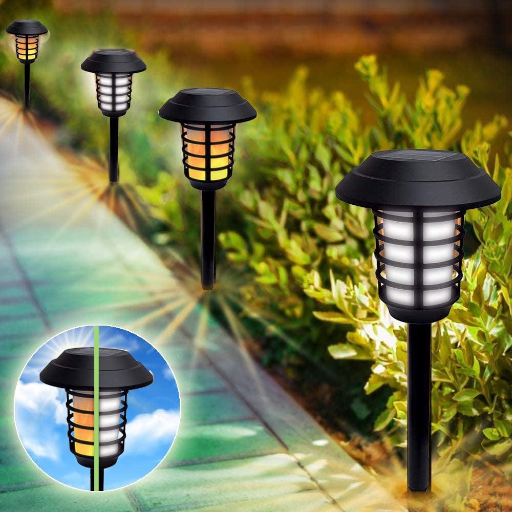 Bell+Howell Smart Solar Pathway Lights, XL Bright White & Flickering Flame Outdoor Lighting, 4 Pack