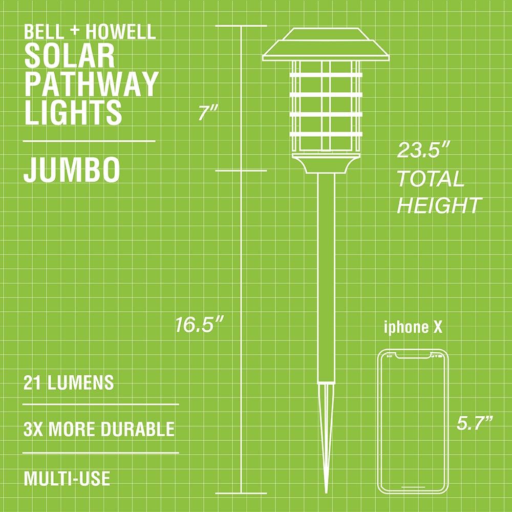 Bell+Howell Smart Solar Pathway Lights, XL Bright White & Flickering Flame Outdoor Lighting, 4 Pack - Image 6