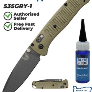 Benchmade 535GRY-1 Bugout 3.24 Gray Cerakote Folding Knife with Blue Lube Lubricant