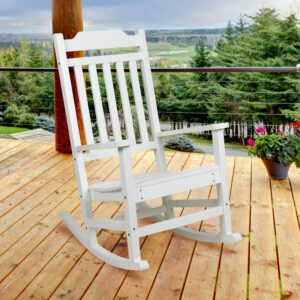 BizChair All-Weather Poly Resin Rocking Chair in White