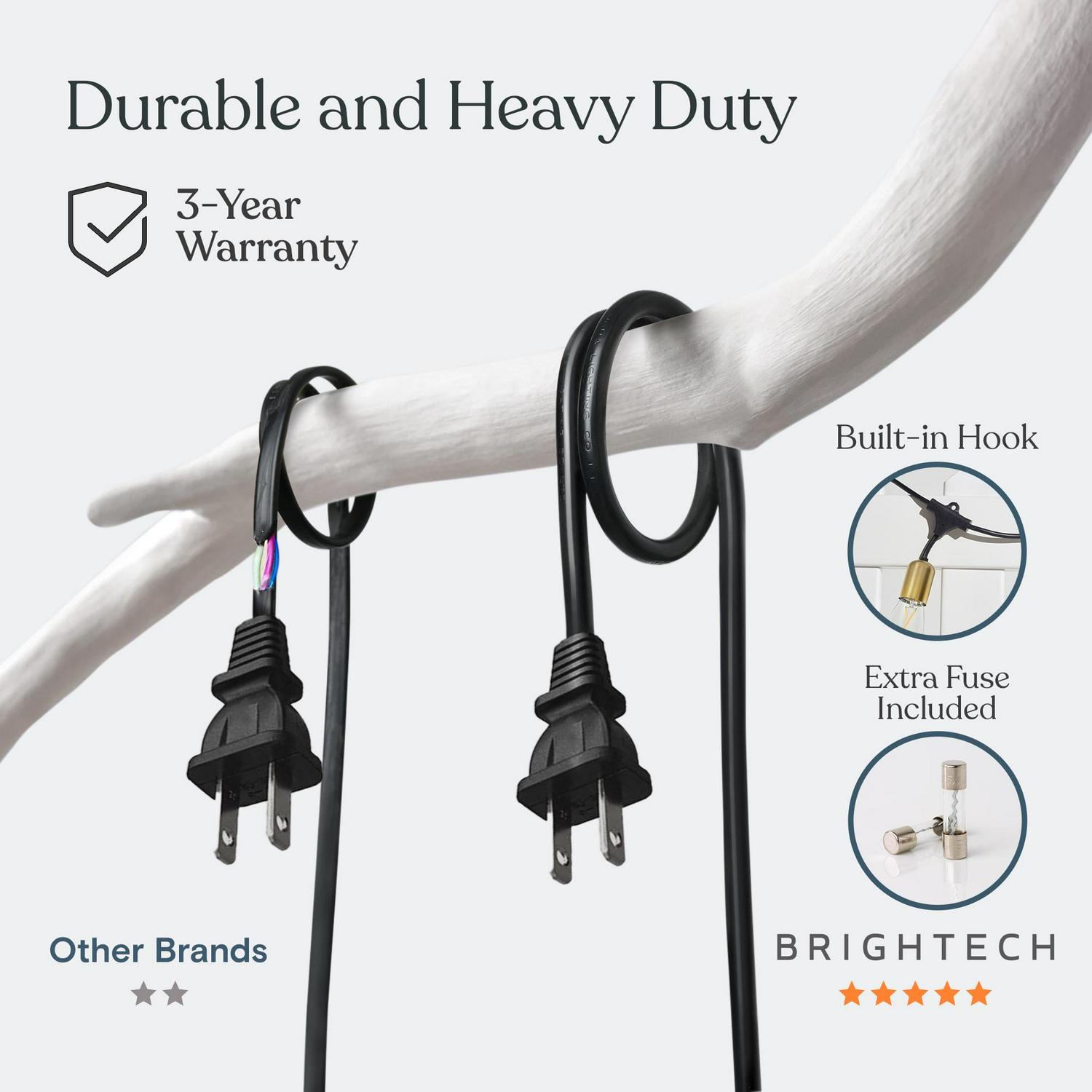 Brightech Glow LED String Lights - 48 Ft Commercial Grade Patio Lights with Beautiful Brass Accents - Outdoor Waterproof Globe Porch String Lights for Outside, Backyard, Gardens - 15 2W LED bulbs - Image 6