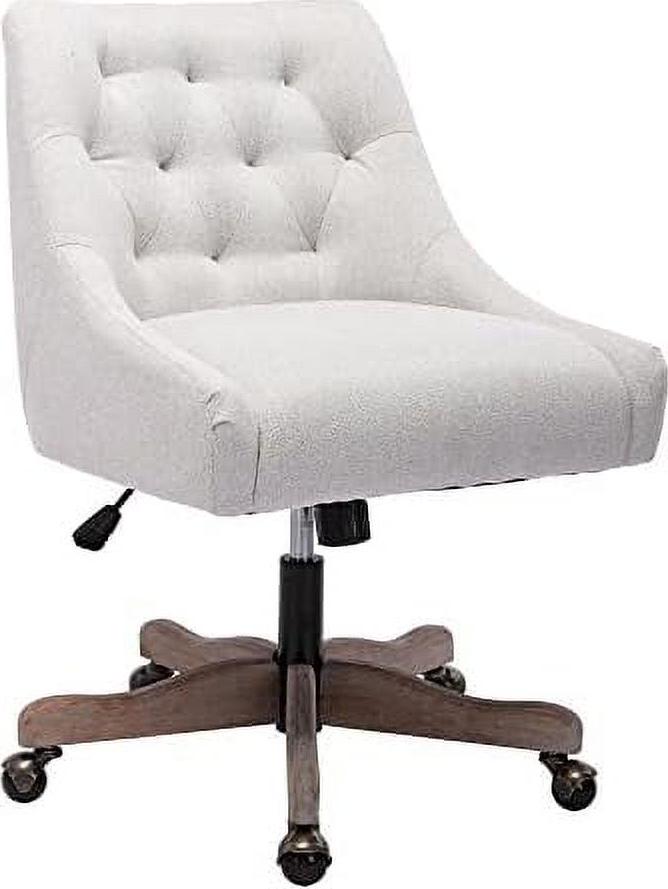 CCBIUOMBO Home Office Chair Adjustable Upholstered Computer Desk Chair with Degree Swiveling Base Ergonomic Task Chair Vanity Chair for Office Living Room Studying Beige - Image 4