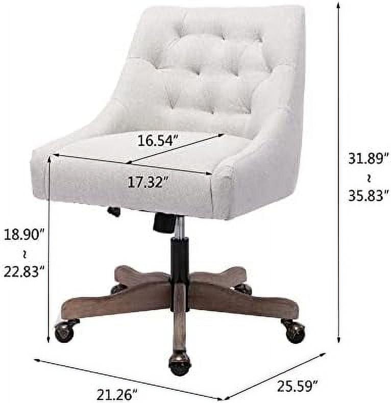 CCBIUOMBO Home Office Chair Adjustable Upholstered Computer Desk Chair with Degree Swiveling Base Ergonomic Task Chair Vanity Chair for Office Living Room Studying Beige - Image 2
