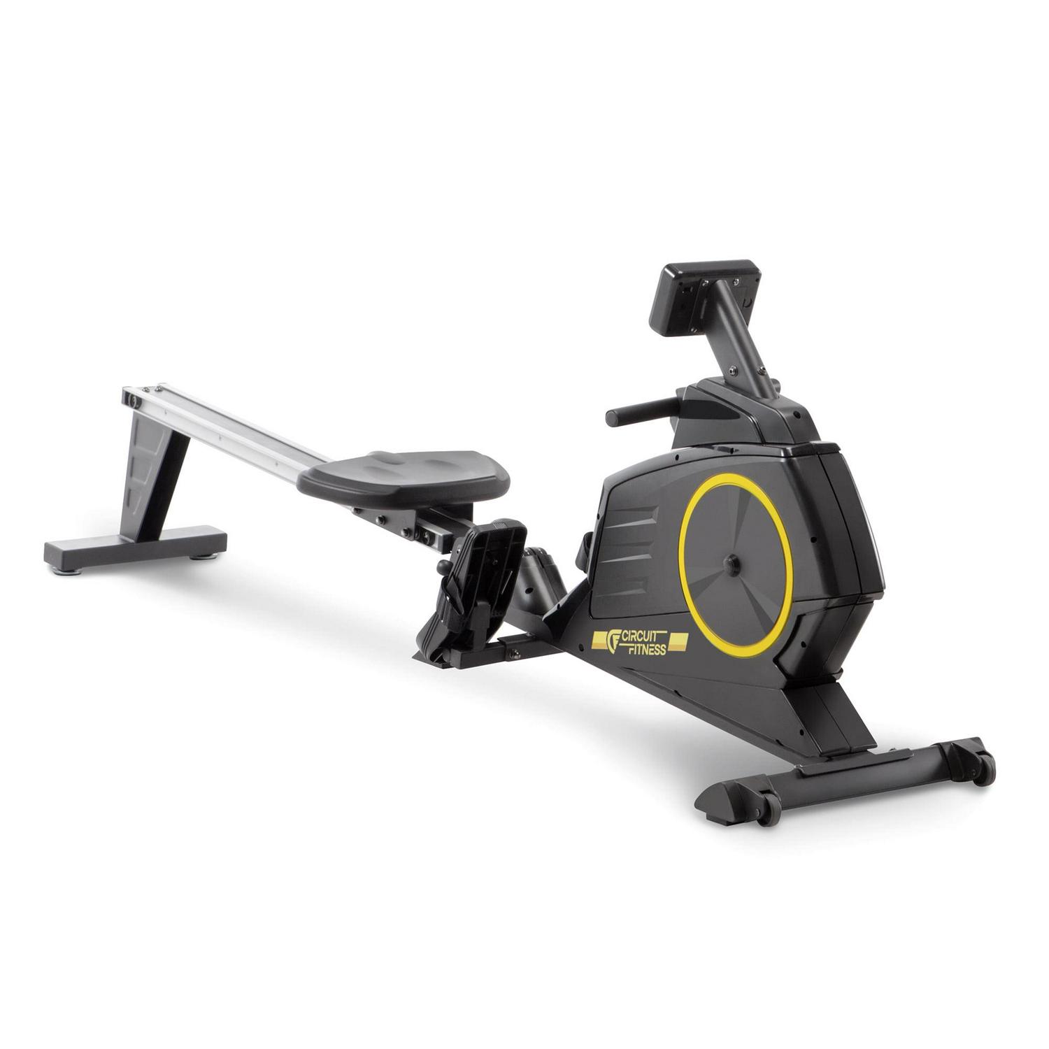CIRCUIT FITNESS Deluxe Foldable Magnetic Rowing Machine with 8 Resistance Settings/Transport Wheels/LCD Monitor AMZ-986RW