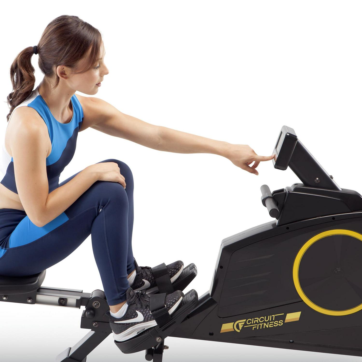 CIRCUIT FITNESS Deluxe Foldable Magnetic Rowing Machine with 8 Resistance Settings/Transport Wheels/LCD Monitor AMZ-986RW - Image 4