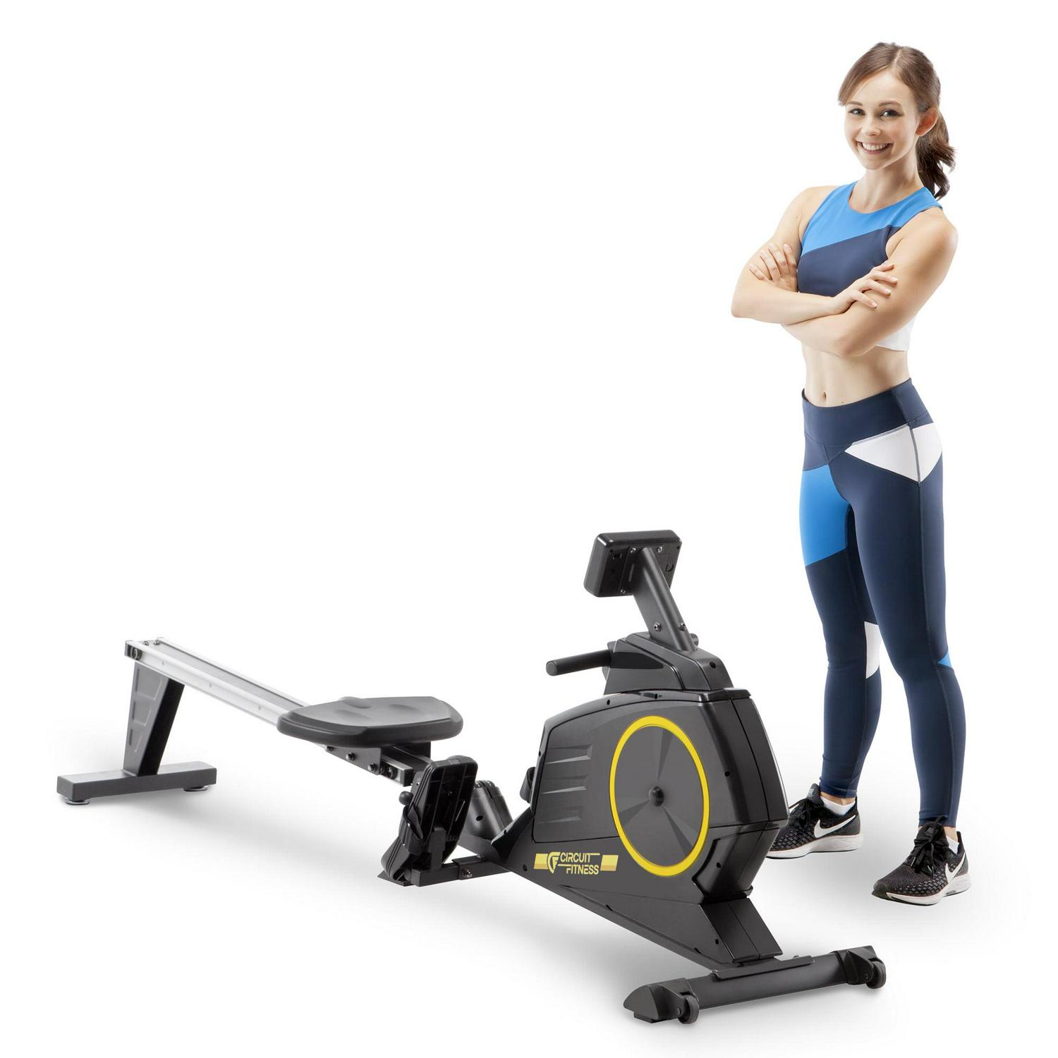 CIRCUIT FITNESS Deluxe Foldable Magnetic Rowing Machine with 8 Resistance Settings/Transport Wheels/LCD Monitor AMZ-986RW - Image 2