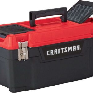 Craftsman Tool Box, Plastic, Black/Red, 20 in W x 10 in D x 10 in H CMST20901