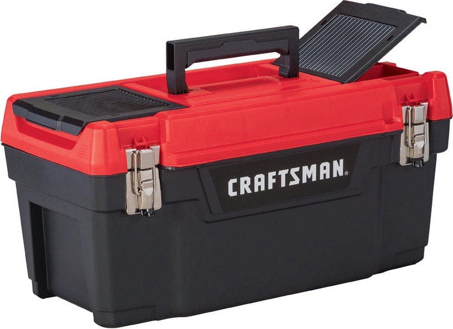 Craftsman Tool Box, Plastic, Black/Red, 20 in W x 10 in D x 10 in H CMST20901