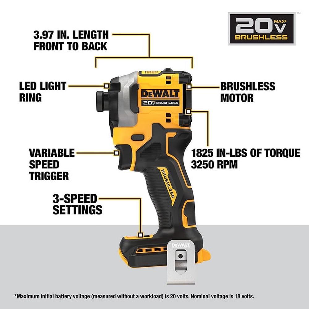 DeWalt® DCF850 20V Max Atomic 1/4" Brushless 3 Speed Impact Driver (Tool Only ) - Image 2