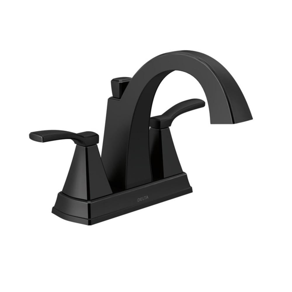 Delta 25768LF-BL Flynn Black Centerset Bathroom Faucet 4in Two-Handle Faucet Matte Black