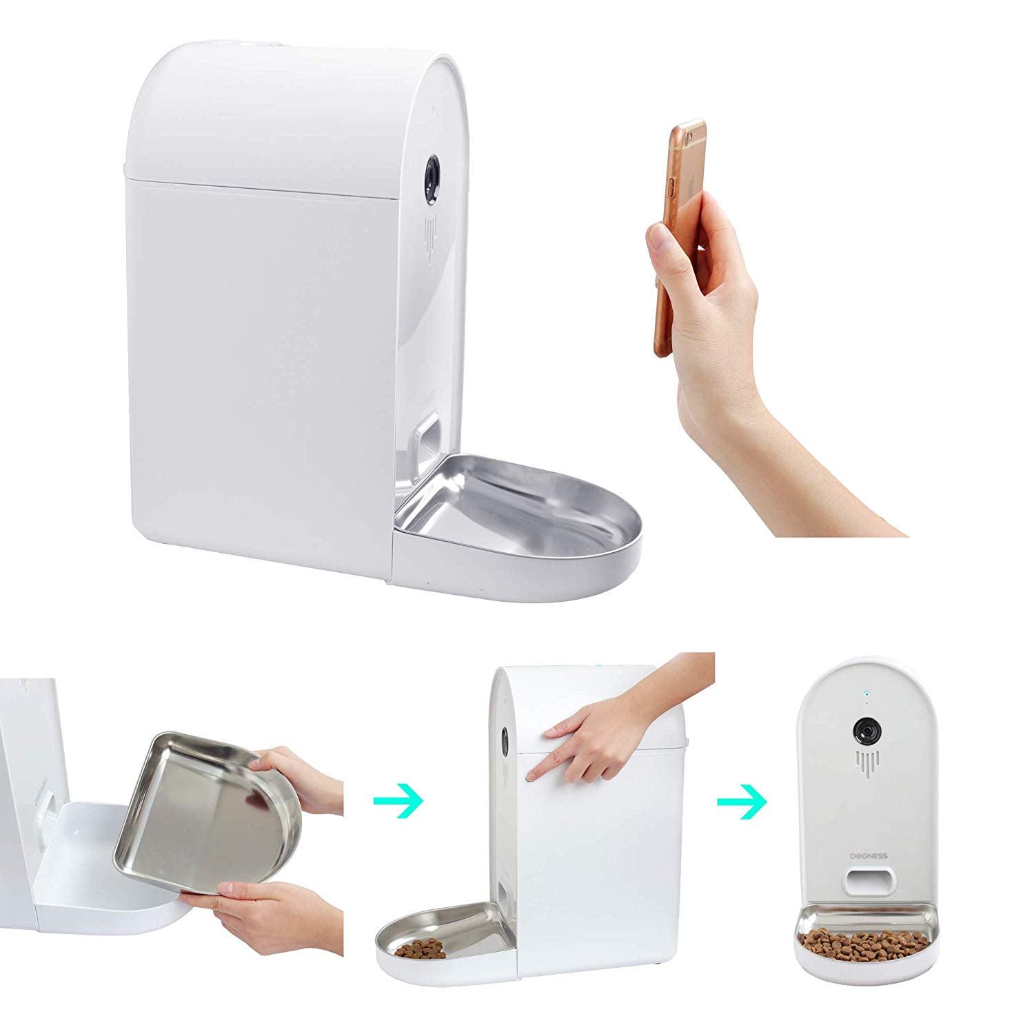 DOGNESS Automatic WiFi Dog/Cat Smart Camera Feeder - 6.5lbs Large Capacity App Control Food Dispenser with WiFi, Portion Control, Voice Recording,Timer Programmable - Grey - Image 4