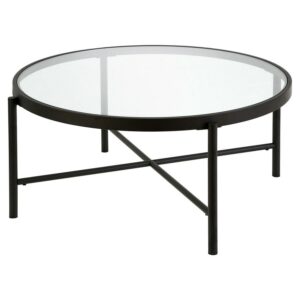 Evelyn&Zoe Duxbury 36" Wide Round Coffee Table, Blackened Bronze