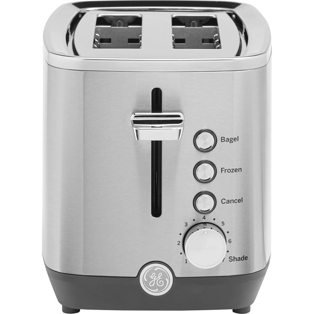 GE 2-Slice Toaster with Extra Wide Slots and Removeable Crumb Tray, Stainless Steel