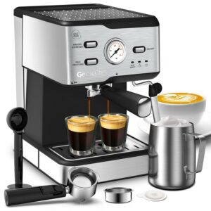Plum Chef Espresso Machine, 20 Bar Barista Coffee Maker with ESE POD Filter & Milk Frother, Espresso Maker for Home Latte Cappuccino, 1.6L Water Tank, 850W, Stainless Steel