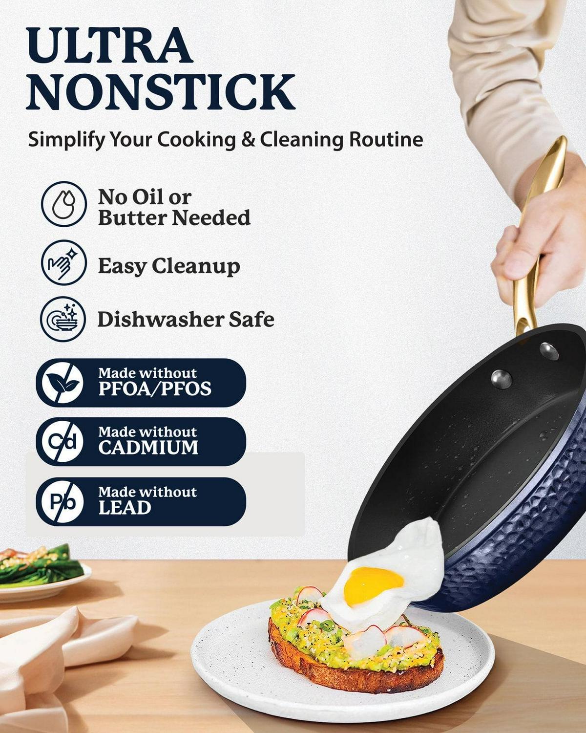 Granitestone Charleston Pots and Pans Set Hammered Nonstick Cookware Set 15Pcs - Image 7