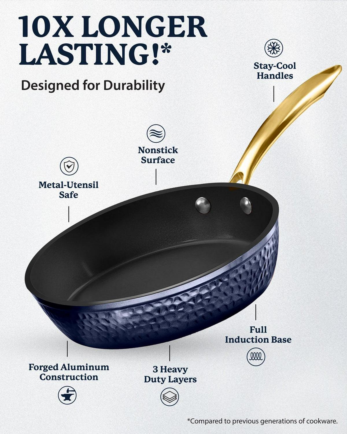 Granitestone Charleston Pots and Pans Set Hammered Nonstick Cookware Set 15Pcs - Image 2