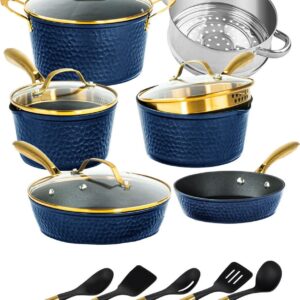 Granitestone Charleston Pots and Pans Set Hammered Nonstick Cookware Set 15Pcs