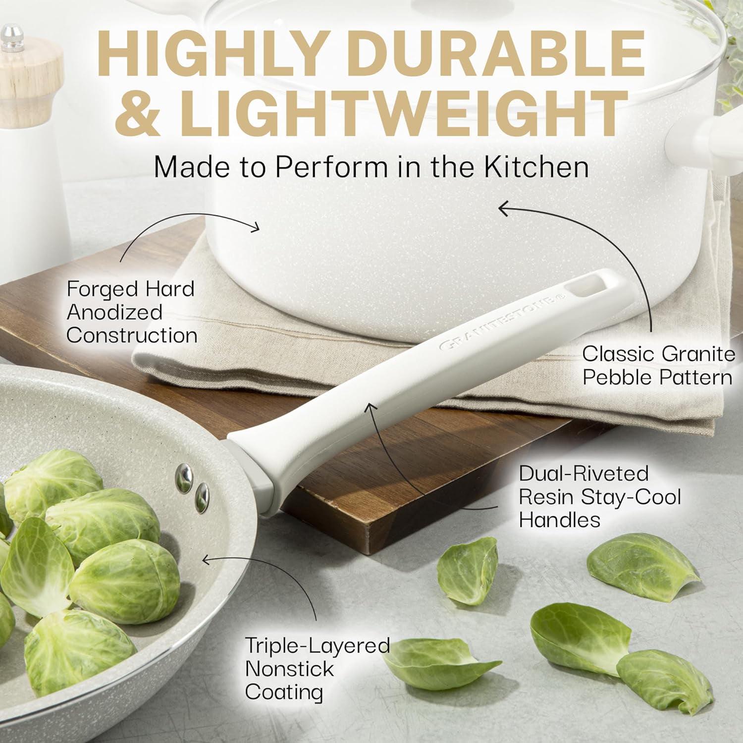 GraniteStone 20 Piece Non Stick Diamond Coated Kitchen Cookware Sets - Image 4