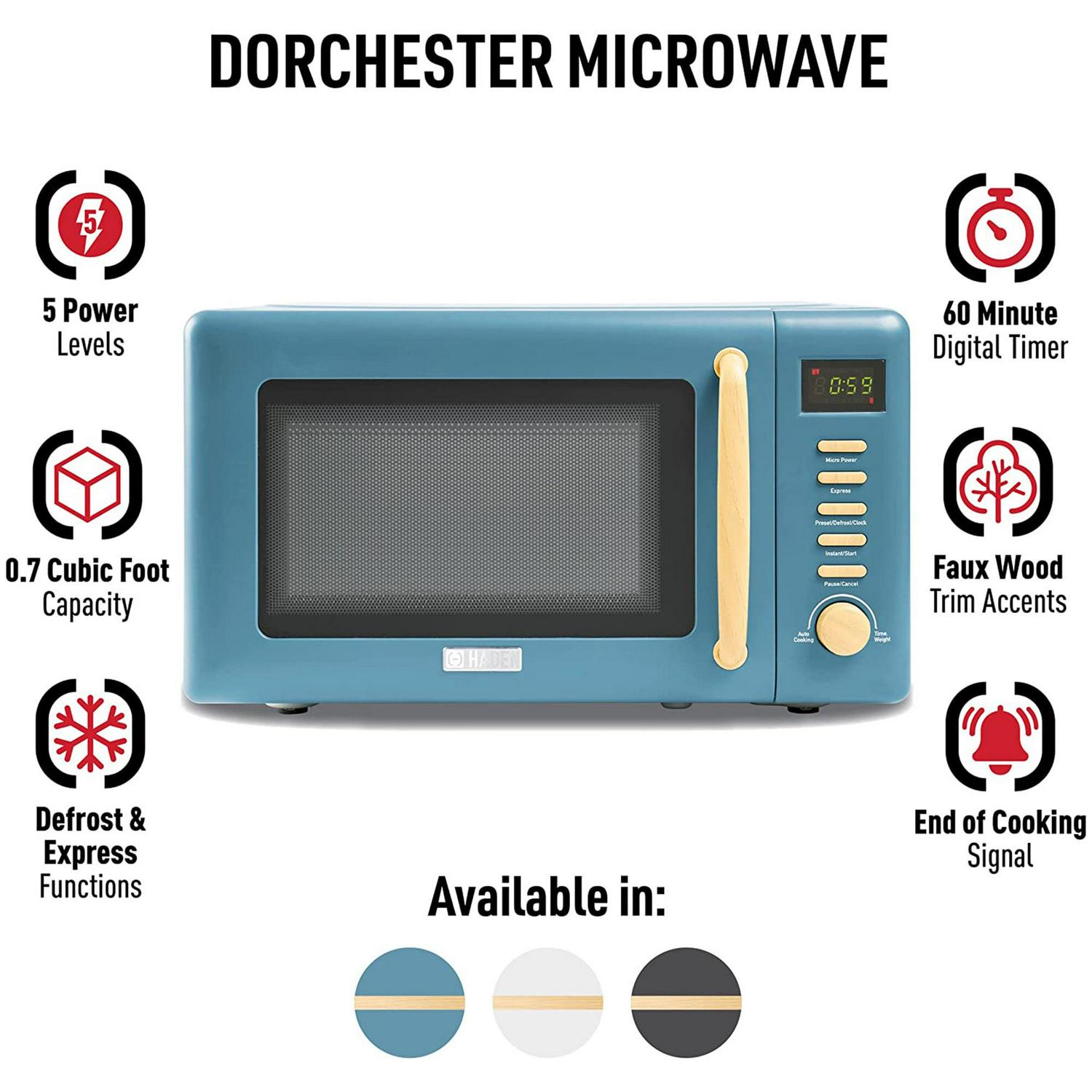 Haden Dorchester 0.7 Cu Ft Compact Countertop Microwave, Stone Blue - Image 9