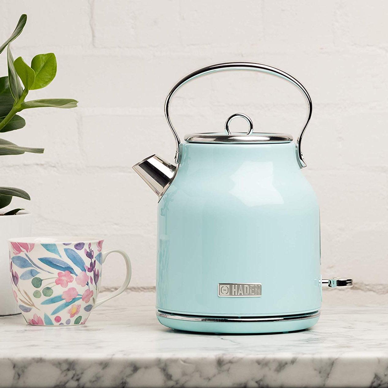 Haden Heritage 1.7 Liter Stainless Steel Electric Tea Kettle, Turquoise - 75004