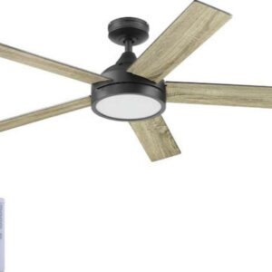 Harbor Breeze Camden 52-in Matte Black Indoor Ceiling Fan with Light Remote (5-Blade)