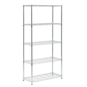Honey-Can-Do 5-Tier Adjustable Shelving Unit With Wheels and 350-lb Weight Capacity Per Shelf, Chrome,Shelves & Shelf Units Chrome,Steel