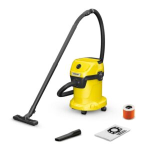 Kärcher Shop Vacuum WD 3, 4.5 Gal, 2.8 Peak HP, 26 ft Reach, Wet Dry Vacuum Cleaner, Blower Function, Crevice Tool, Floor Nozzle, Great for Car Cleaning