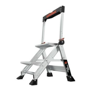 Little Giant Jumbo Step 2-Step Aluminum Type 1AA, 375 lbs Rated, Step Stool with Hand Rail, Max Reach 8 feet