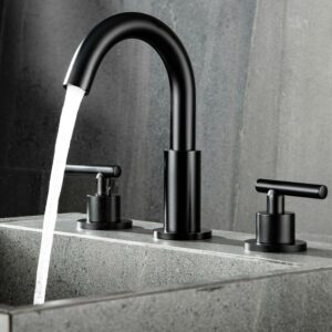 Matte Black 2-Handle Widespread WaterSense High-arc Bathroom Sink Faucet - Spout height: 5.6" x Spout reach: 5.4".
