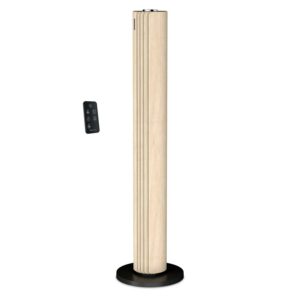 Rowenta Urban Cool Silent Tower Fan with Remote, Oscillating, 3 Speeds, Black & Wood, VU6770